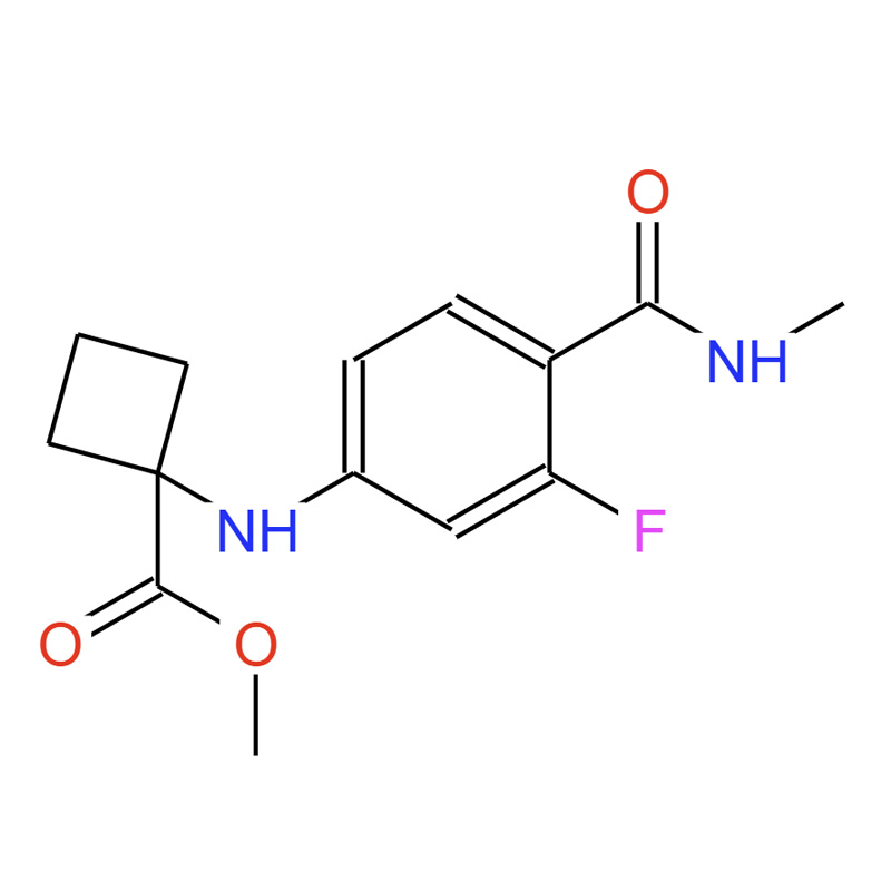 1-((3-氟-4-(甲基氨基甲?；?苯基)氨基)環(huán)丁烷羧酸甲酯,methyl 1-((3-fluoro-4-(methylcarbamoyl)phenyl)amino) cyclobutanecarboxylate