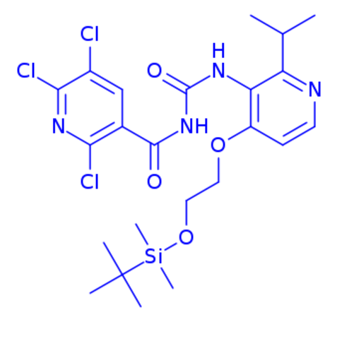N-((4-(2-((tert-butyldimethylsilyl)oxy)ethoxy)-2-isopropylpyridin-3-yl)carbamoyl)-2,5,6-trichloronicotinamide,N-((4-(2-((tert-butyldimethylsilyl)oxy)ethoxy)-2-isopropylpyridin-3-yl)carbamoyl)-2,5,6-trichloronicotinamide