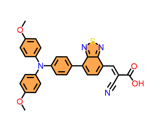 (E)-3-(7-(4-(bis(4-methoxyphenyl)amino)phenyl)benzo[c][1,2,5]thiadiazol-4-yl)-2-cyanoacrylic acid,(E)-3-(7-(4-(bis(4-methoxyphenyl)amino)phenyl)benzo[c][1,2,5]thiadiazol-4-yl)-2-cyanoacrylic acid