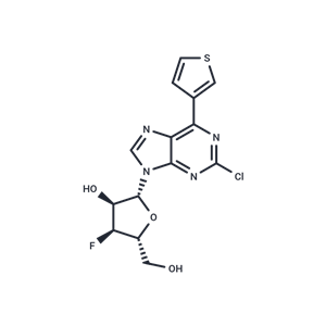 化合物 9-(3-Deoxy-3-fluoro-β-D-ribofuranosyl)-2-chloro-6-(thiophen-3-yl)purine|TNU0760|TargetMol