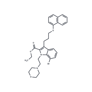 化合物 Ethyl 7-bromo-1-(2-morpholinoethyl)-3-(3-(naphthalen-1-yloxy)propyl)-1H-indole-2-carboxylate,Ethyl 7-bromo-1-(2-morpholinoethyl)-3-(3-(naphthalen-1-yloxy)propyl)-1H-indole-2-carboxylate