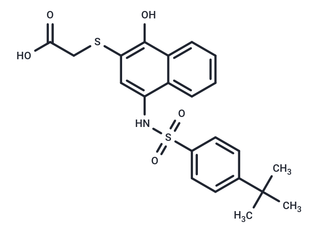化合物 Acetic acid, 2-[[4-[[[4-(1,1-dimethylethyl)phenyl]sulfonyl]amino]-1-hydroxy-2-naphthalenyl]thio]-,Acetic acid, 2-[[4-[[[4-(1,1-dimethylethyl)phenyl]sulfonyl]amino]-1-hydroxy-2-naphthalenyl]thio]-
