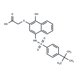 化合物 Acetic acid, 2-[[4-[[[4-(1,1-dimethylethyl)phenyl]sulfonyl]amino]-1-hydroxy-2-naphthalenyl]thio]-|T67441|TargetMol