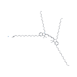 化合物 N-(m-PEG4)-N'-(m-PEG4)-O-(m-PEG4)-O'-(propargyl-PEG4)-Cy5|T18432|TargetMol