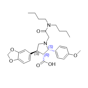 阿曲生坦杂质03,(2S,3R,4S)-4-(benzo[d][1,3]dioxol-5-yl)-1-(2-(dibutylamino)-2-oxoethyl)-2-(4-methoxyphenyl)pyrrolidine-3-carboxylic acid