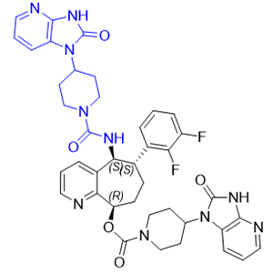 瑞美吉泮杂质10,(5S,6S,9R)-6-(2,3-difluorophenyl)-5-(4-(2-oxo-2,3-dihydro-1H-imidazo[4,5-b]pyridin-1-yl)piperidine-1-carboxamido)-6,7,8,9-tetrahydro-5H-cyclohepta[b]pyridin-9-yl 4-(2-oxo-2,3-dihydro-1H-imidazo[4,5-b]pyridin-1-yl)piperidine-1-carboxylate