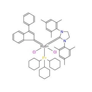 三環(huán)己基磷[3-苯基-1H吲哚-1-亞基][1,3-二(2,4,6-三甲苯)-4,5-二氫咪唑]釕(II)二氯化物  536724-67-1  