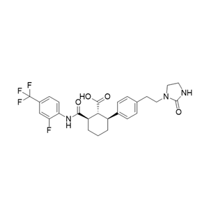 (1RS,2S,6R)-2-((2-fluoro-4-(trifluoromethyl)phenyl)carbamoyl)-6-(4-(2-(2-oxoimidazolidin-1-yl)ethyl)phenyl)cyclohexane-1-carboxylic acid