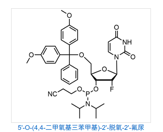 5'-O-(4,4-二甲氧基三苯甲基)-2'-脱氧-2'-氟尿苷-3'-(2-氰基乙基-N,N-二异丙基)亚磷酰胺,DMT-2′Fluoro-dU Phosphoramidite