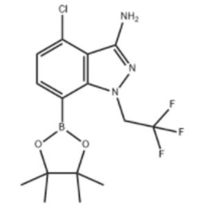 4-氯-7-(4,4,5,5-四甲基-1,3,2-二氧硼杂环戊烷-2-基)-1-(2,2,2-三氟乙基)-1H-吲唑-3-胺；2189684-53-3