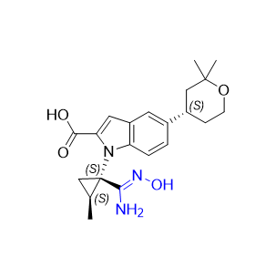 奥格列龙杂质12,5-((S)-2,2-dimethyltetrahydro-2H-pyran-4-yl)-1-((1S,2S)-1-((Z)-N'-hydroxycarbamimidoyl)-2-methylcyclopropyl)-1H-indole-2-carboxylic acid