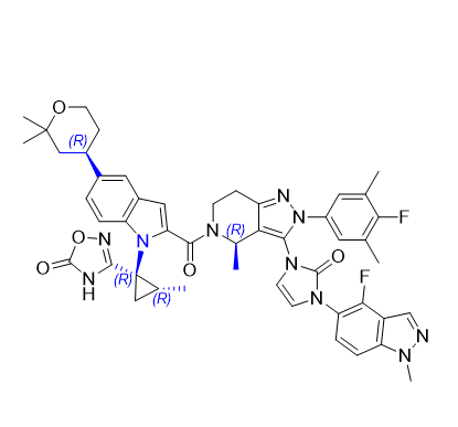奥格列龙杂质17,3-((1R,2R)-1-(5-((R)-2,2-dimethyltetrahydro-2H-pyran-4-yl)-2-((R)-3-(3-(4-fluoro-1-methyl-1H-indazol-5-yl)-2-oxo-2,3-dihydro-1H-imidazol-1-yl)-2-(4-fluoro-3,5-dimethylphenyl)-4-methyl-4,5,6,7-tetrahydro-2H-pyrazolo[4,3-c]pyridine-5-carbonyl)-1H-indol-1-yl)-2-methylcyclopropyl)-1,2,4-oxadiazol-5(4H)-one