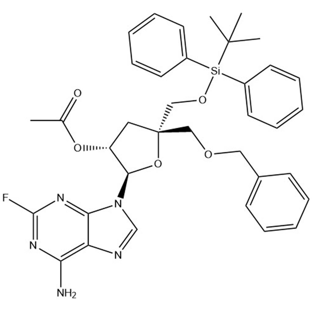 (2R,3R,5S)-2-(6-amino-2-fluoro-9H-purin-9-yl)-5-((benzyloxy)methyl)-5-(((tert-butyldiphenylsilyl)oxy)methyl)tetrahydrofuran-3-yl acetate,(2R,3R,5S)-2-(6-amino-2-fluoro-9H-purin-9-yl)-5-((benzyloxy)methyl)-5-(((tert-butyldiphenylsilyl)oxy)methyl)tetrahydrofuran-3-yl acetate
