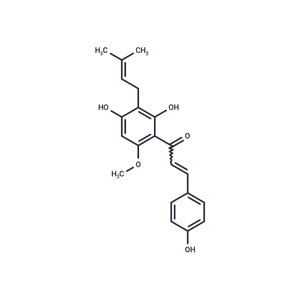 黃腐酚,1-[2,4-Dihydroxy-6-methoxy-3-(3-methyl-2-buten-1-yl)phenyl]-3-(4-hydroxyphenyl)-2-propen-1-one