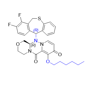 玛巴洛沙韦杂质20,(R)-12-((R)-7,8-difluoro-6,11-dihydrodibenzo[b,e]thiepin-11-yl)-7- (hexyloxy)-3,4,12,12a-tetrahydro-1H-[1,4]oxazino[3,4-c]pyrido[2,1-f] [1,2,4]triazine-6,8-dione