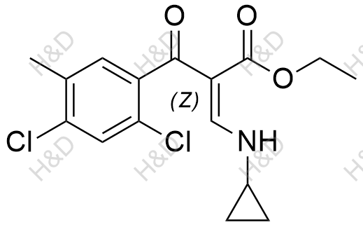 奥泽沙星杂质2,(Z)-ethyl 3-(cyclopropylamino)-2-(2,4-dichloro-5-methylbenzoyl)acrylate