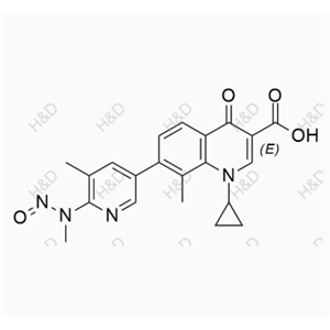 N-亚硝基奥泽沙星,1-cyclopropyl-8-methyl-7-(5-methyl-6-(methyl(nitroso)amino)pyridin-3-yl)-4-oxo-1,4-dihydroquinoline-3-carboxylic acid