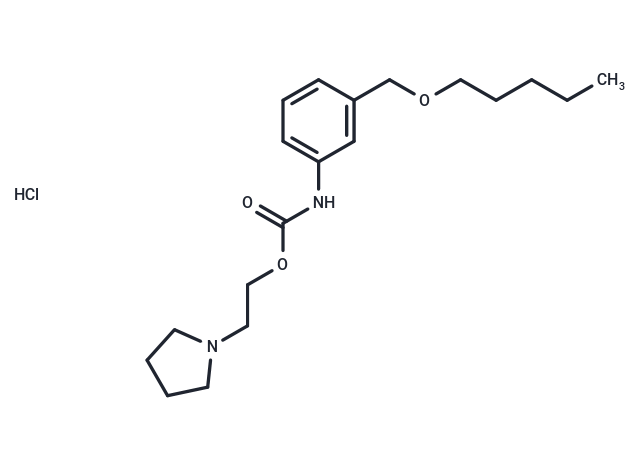 化合物 Carbanilic acid, m-((pentyloxy)methyl)-, 2-(1-pyrrolidinyl)ethyl ester, hydrochloride,Carbanilic acid, m-((pentyloxy)methyl)-, 2-(1-pyrrolidinyl)ethyl ester, hydrochloride
