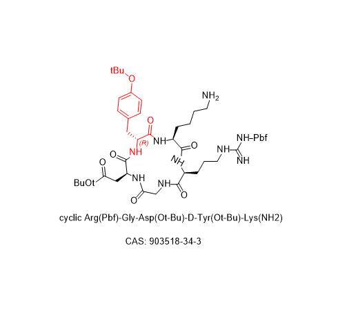 cyclic Arg(Pbf)-Gly-Asp(Ot-Bu)-D-Tyr(Ot-Bu)-Lys(NH2),cyclic Arg(Pbf)-Gly-Asp(Ot-Bu)-D-Tyr(Ot-Bu)-Lys(NH2)