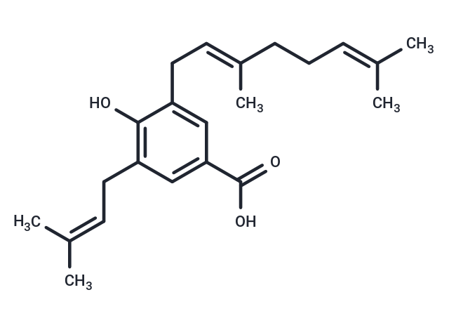 化合物 3-Geranyl-4-hydroxy-5-prenylbenzoic acid,3-Geranyl-4-hydroxy-5-prenylbenzoic acid