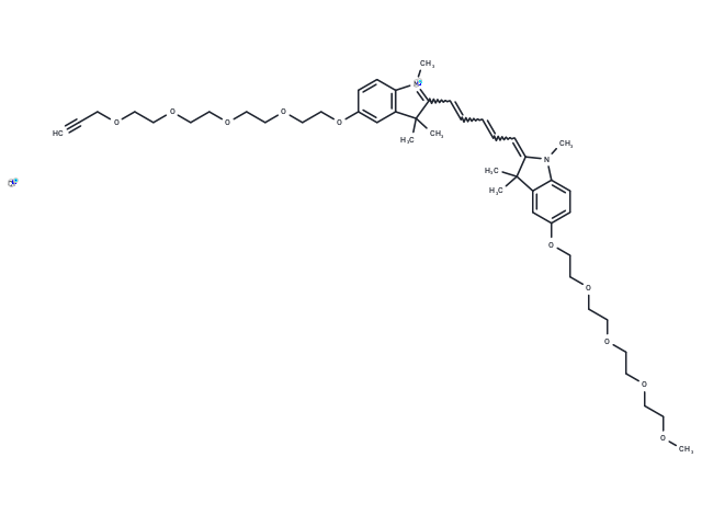 化合物 N-methyl-N'-methyl-O-(m-PEG4)-O'-(propargyl-PEG4)-Cy5,N-methyl-N'-methyl-O-(m-PEG4)-O'-(propargyl-PEG4)-Cy5
