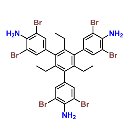 5'-(4-氨基-3,5-二溴苯基)-3,3'',5,5''-四溴-2',4',6'-三乙基-[1,1':3',1''-三联苯]-4,4''-二胺?,5'-(4-amino-3,5-dibromophenyl)-3,3'',5,5''-tetrabromo-2',4',6'-triethyl-[1,1':3',1''-terphenyl]-4,4''-diamine
