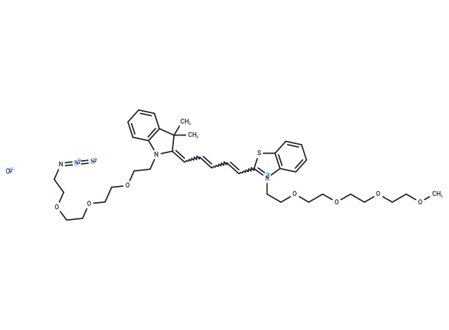 化合物 N-(azide-PEG3)-N'-(m-PEG4)-Benzothiazole Cy5,N-(azide-PEG3)-N'-(m-PEG4)-Benzothiazole Cy5