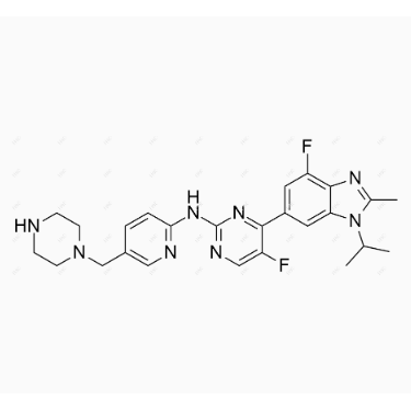阿贝西利杂质43,5-fluoro-4-(4-fluoro-1-isopropyl-2-methyl-1H-benzo[d]imidazol-6-yl)-N-(5-(piperazin-1-ylmethyl)pyridin-2-yl)pyrimidin-2-amine