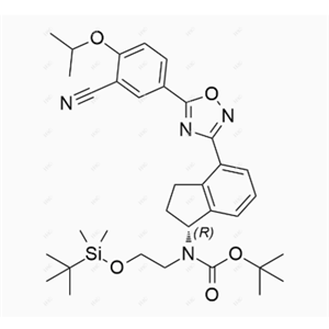 奥扎莫德杂质43,(R)-tert-butyl (2-((tert-butyldimethylsilyl)oxy)ethyl)(4-(5-(3-cyano-4-isopropoxyphenyl)-1,2,4-oxadiazol-3-yl)-2,3-dihydro-1H-inden-1-yl)carbamate