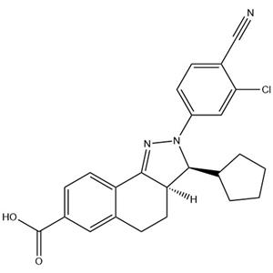 (3S,3aR)-2-(3-氯-4-氰基苯基)-3-环戊基-3,3a,4,5-四氢-2H-苯并[g]吲唑-7-羧酸,(3S,3aR)-2-(3-Chloro-4-cyanophenyl)-3-cyclopentyl-3,3a,4,5-tetrahydro-2H-benz[g]indazole-7-carboxylic acid