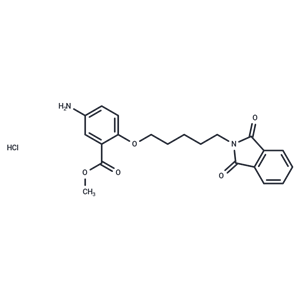 化合物 Benzoic acid, 5-amino-2-((5-(1,3-dioxoisoindolin-2-yl)pentyl)oxy)-, methyl ester, hydrochloride|T30381|TargetMol