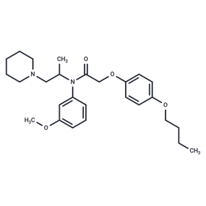 化合物 Acetamide, N-(m-anisyl)-2-(p-butoxyphenoxy)-N-(1-methyl-2-piperidino)ethyl-|T29569|TargetMol