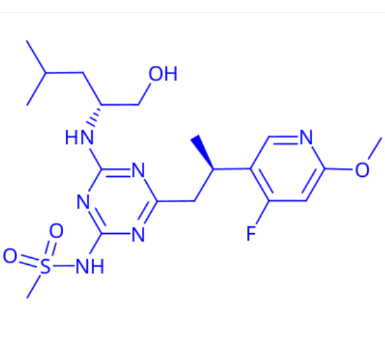 N-(4-((R*)-2-(4-fluoro-6-methoxypyridin-3-yl)propyl)-6-(((R)-1-hydroxy-4-methylpentan-2-yl)amino)-1,3,5-triazin-2-yl)methanesulfonamide,N-(4-((R*)-2-(4-fluoro-6-methoxypyridin-3-yl)propyl)-6-(((R)-1-hydroxy-4-methylpentan-2-yl)amino)-1,3,5-triazin-2-yl)methanesulfonamide