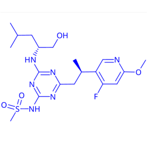 N-(4-((R*)-2-(4-fluoro-6-methoxypyridin-3-yl)propyl)-6-(((R)-1-hydroxy-4-methylpentan-2-yl)amino)-1,3,5-triazin-2-yl)methanesulfonamide,N-(4-((R*)-2-(4-fluoro-6-methoxypyridin-3-yl)propyl)-6-(((R)-1-hydroxy-4-methylpentan-2-yl)amino)-1,3,5-triazin-2-yl)methanesulfonamide