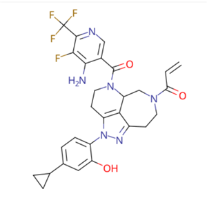 1-(5-(4-amino-5-fluoro-6-(trifluoromethyl)nicotinoyl)-2-(4-cyclopropyl-2-hydroxyphenyl)-2,3,4,5,5a,6,8,9-octahydro-7H-1,2,5,7-tetraazabenzo[cd]azulen-7-yl)prop-,1-(5-(4-amino-5-fluoro-6-(trifluoromethyl)nicotinoyl)-2-(4-cyclopropyl-2-hydroxyphenyl)-2,3,4,5,5a,6,8,9-octahydro-7H-1,2,5,7-tetraazabenzo[cd]azulen-7-yl)prop-2-en-1-one
