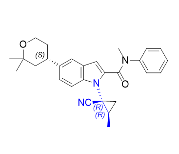 奥格列龙杂质28,1-((1R,2R)-1-cyano-2-methylcyclopropyl)-5-((S)-2,2-dimethyltetrahydro-2H-pyran-4-yl)-N-methyl-N-phenyl-1H-indole-2-carboxamide