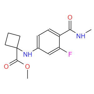 1-((3-氟-4-(甲基氨基甲酰基）苯基)氨基)环丁烷羧酸甲酯,Methyl 1-((3-fluoro-4-(methylcarbamoyl)phenyl)amino)cyclobutane-1-carboxylate