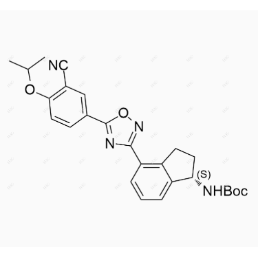 奥扎莫德杂质17,(S)-tert-butyl (4-(5-(3-cyano-4-isopropoxyphenyl)-1,2,4-oxadiazol-3-yl)-2,3-dihydro-1H-inden-1-yl)carbamate
