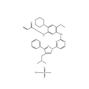 甲磺酸兰泽替尼一水合物,2-Propenamide, N-[5-[[4-[4-[(dimethylamino)methyl]-3-phenyl-1H-pyrazol-1-yl]-2-pyrimidinyl]amino]-4-methoxy-2-(4-morpholinyl)phenyl]-, methanesulfonate, hydrate (1:1:1)