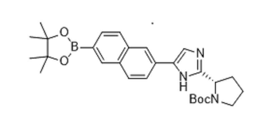 TERT-BUTYL (S)-2-(5-(6-(4,4,5,5-TETRAMETHYL-1,3,2-DIOXABOROLAN-2-YL)NAPHTHALEN-2-YL)-1H-IMIDAZOL-2-Y,(2S)-tert-butyl 2-(5-(6-(4,4,5,5-tetramethyl-1,3,2-dioxaborolan-2-yl)naphthalen-2-yl)-1H-imidazol-2-yl)pyrrolidine-1-carboxylate