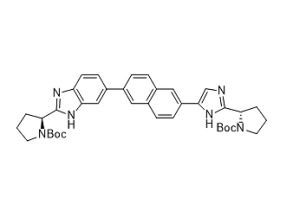 (2S)-2-[5-[6-[2-[(2s)-1-[(1,1-二甲基乙氧基)羰基]-2-吡咯烷]-1H-苯并咪唑-6-基]-2-萘]-1H-咪唑-2-基]-1-吡咯烷羧酸 1,1-二甲基乙酯,1-Pyrrolidinecarboxylic acid, 2-[5-[6-[2-[(2S)-1-[(1,1-dimethylethoxy)carbonyl]-2-pyrrolidinyl]-1H-benzimidazol-6-yl]-2-naphthalenyl]-1H-imidazol-2-yl]-, 1,1-dimethylethyl ester, (2S)-