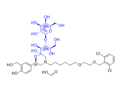 维兰特罗杂质15,(2S,3R,4S,5R,6R)-2-(((1S,2R,3R)-1-((6R)-4-(6-(2-((2,6-dichlorobenzyl)oxy)ethoxy)hexyl)-2-hydroxy-6-(4-hydroxy-3-(hydroxymethyl)phenyl)morpholin-2-yl)-1,3,4-trihydroxybutan-2-yl)oxy)-6-(hydroxymethyl)tetrahydro-2H-pyran-3,4,5-triol formate