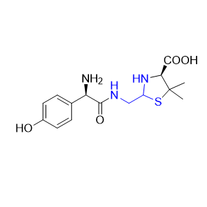 阿莫西林杂质05,"(2RS,4S)-2-[[[(2R)-2-amino-2-(4-hydroxyphenyl)acetyl]- amino]methyl]-5,5-dimethylthiazolidine-4-carboxylic acid"