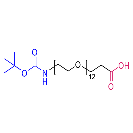 叔丁氧羰基十二聚乙二醇丙酸,2,2-Dimethyl-4-oxo-3,8,11,14,17,20,23,26,29,32,35,38,41-tridecaoxa-5-azatetratetracontan-44-oic acid