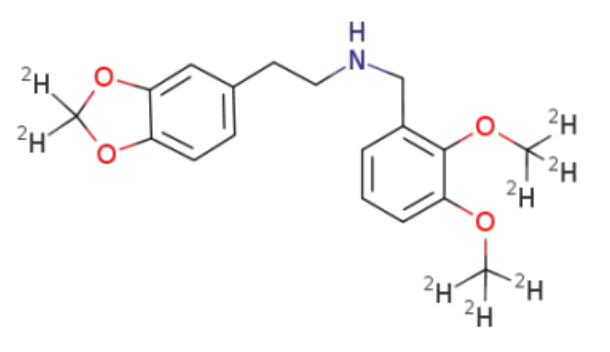 2-(苯并[d][1,3]二噁烷-5-基)-N-(2,3-二甲氧基苄基)乙醇-1-胺盐酸盐,2-(2,2-d2-benzo[d][1,3]dioxol-5-yl)-N-(2,3-(dimethoxy-d6)benzyl)ethanamine