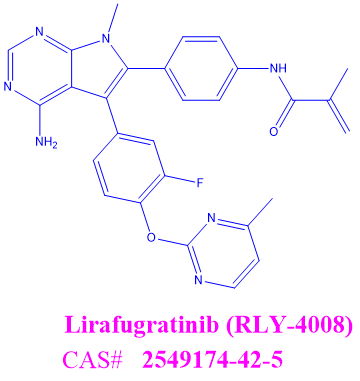 Lirafugratinib (RLY-4008),N-[4-(4-amino-5-{3-fluoro-4-[(4-methylpyrimidin-2-yl)oxy]phenyl}-7-methyl-7H-pyrrolo[2,3-d]pyrimidin-6-yl)phenyl]-2-methylprop-2-enamide