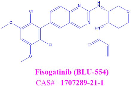 Fisogatinib (BLU-554),N-((3S,4S)-3-((6-(2,6-dichloro-3,5-dimethoxyphenyl)quinazolin-2-yl)amino)tetrahydro-2H-pyran-4-yl)acrylamide