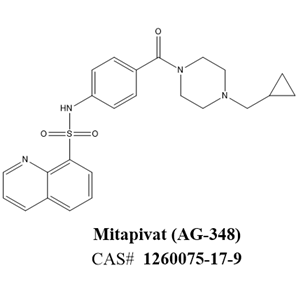 Mitapivat (AG-348),N-{4-[4-(cyclopropylmethyl)piperazine-1-carbonyl]phenyl}quinoline-8-sulfonamide