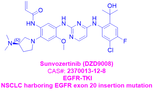 舒沃替尼Sunvozertinib,N-{5-({4-[5-chloro-4-fluoro-2-(2-hydroxypropan-2-yl)anilino]pyrimidin-2-yl}amino)-2-[(3R)-3-(dimethylamino)pyrrolidin-1-yl]-4-methoxyphenyl}prop-2-enamide