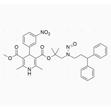 N-亚硝基-去甲基-乐卡地平,3-(1-((3,3-diphenylpropyl)(nitroso)amino)-2-methylpropan-2-yl) 5-methyl 2,6-dimethyl-4-(3-nitrophenyl)-1,4-dihydropyridine-3,5-dicarboxylate